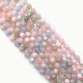 Faceted natural gemstone beads in macaron colors for DIY jewelry making necklaces - Morganite