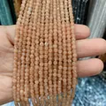 Brins de perles en pierre de soleil naturelle orange clair pour création de bijoux DIY - 3mm / Orange Clair (No. 15)