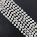 Faceted white turquoise beads with grey marble texture for DIY jewelry making - Howlite