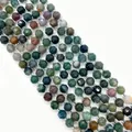 Faceted Indian Agate beads in moss green and earthy tones for DIY jewelry making - India Agate