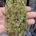 Perles en calcédoine naturelle verte facettée pour la création de bijoux DIY main - 3mm / Vert Fruit (No. 22)