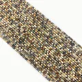 Faceted 2-3mm natural stone beads in earthy brown and beige tones for DIY jewelry making - Faceted Round Beads / No.1 African Turquoise