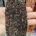 Perles en pierre naturelle facettée 3mm marron foncé et noir pour bijoux DIY - 3mm / Noir Café (No. 26)