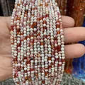 Perles en agate facettée avec motif rayures orange et blanc pour bijoux DIY - 3mm / Marmoré Blanc Orange (No. 28)