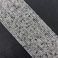 Faceted moonstone beads 2x3mm with blue sheen for DIY necklace making projects - Faceted Round Beads / Light Black Rutilated Quartz
