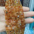 Rangs de perles rondes en agate naturelle orange ambre présentés pour la taille et l'éclat - 3mm / Ambre (No. 29)