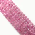Faceted pink natural stone beads 8-10mm for DIY jewelry making and necklaces - Pink Chalcedony
