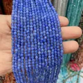 Brins de perles rondes en calcédoine bleue naturelle 3mm avec texture de pierre - 3mm / Bleu (No. 30)
