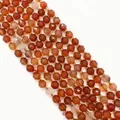 Faceted red agate natural stone beads with golden spacers for DIY jewelry making - Red Agate