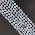 Faceted milky white opal beads 8mm to 10mm for DIY jewelry making and necklaces - Opal