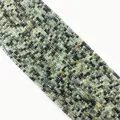 Faceted moss agate gemstone beads for DIY necklaces with natural green marble texture - Faceted Round Beads / Black Rutilated Quartz
