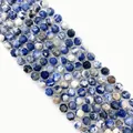 Faceted 8-10mm sodalite natural stone beads with blue and white mottled texture for DIY - Blue Sodalite
