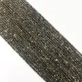 Faceted 2x3mm black obsidian beads with gold sheen for DIY jewelry necklaces - Faceted Round Beads / Smoky Quartz