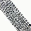 Faceted natural stone beads with gray marble texture for DIY jewelry making - Map Stone