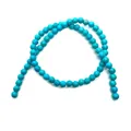 Fil de perles rondes en turquoise synthétique bleue avec veines pour bijoux DIY - Style de Perle Ronde Lisse