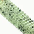 Faceted natural green prehnite stone beads with black inclusions for DIY jewelry making - Prehnite
