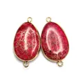 Pendentifs gouttes d'eau en pierre naturelle avec serti doré pour bijoux DIY - 22x40mm / Rouge Vif