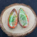 Colgantes de piedra natural en forma de gota con patrones coloridos y acabado pulido brillante - 15x35mm / Moteado Multicolor (N°6)