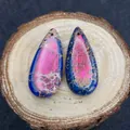 Colgantes de piedra imperial en forma de gota con tramas rosa y azul - 15x35mm / Textura Azul Rojo Rosa (N°8)