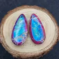 Colgantes de gota de jaspe imperial azul y púrpura para creación de bisutería - 15x35mm / Azul Violeta Rojo Rosa (N°9)