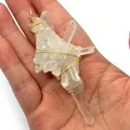 Handcrafted natural clear quartz crystal pendant with golden wire wrap design - Transparent Gold Wire (No.9)
