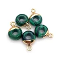 Vijf natuurlijke malachiet donut hangers met gouden ogen voor doe-het-zelf sieraden - Ronde Ring / Malachiet