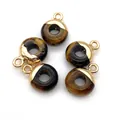 Vijf tijgeroog steen donut hangers met vergulde borgtocht voor DIY kettingen - Ronde Ring / Tijgeroog