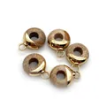 Vijf stuks donutvormige hangers van natuursteen met vergulde metalen oogjes voor DIY - Ronde Ring / Jaspis
