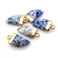 Blue sodalite stone crescent charms with gold plated bail for DIY necklace making - Blue Spot Stone