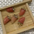 Five pieces of red jasper horn-shaped pendants with gold-plated bail for DIY jewelry - Watermelon red