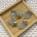 Set of five horn-shaped natural white stone pendants with golden metal caps for DIY jewelry - Light Grey White Stone