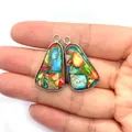 Pendentifs goutte en pierre naturelle avec monture en métal argenté pour bijoux DIY - 16x30mm