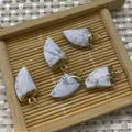 Five pieces of white marble texture stone crescent pendants with golden metal caps - Howlite