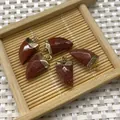 Brown goldstone horn pendants with golden loops for DIY jewelry making set of 5 - Gold Sandstone