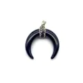 Detailed view of polished black resin crescent moon pendant with micro pavé crystals - Black Rhinestone Moon Style (No. 1 34mm5g)