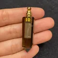 Pendaglio boccetta di profumo in cristallo marrone con tappo dorato per collane - Stile 2 / Quarzo fumé
