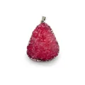 Irregular fuchsia druzy crystal pear pendant with silver electroplated metal edging - Pink Purple (5)
