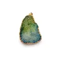Irregular natural druzy crystal pendant with green-blue gradient and gold plating - Green-Blue Gradient (No. 3)