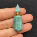 Pendente boccetta di profumo in pietra naturale azzurra con tappo dorato per collane DIY - Amazzonite