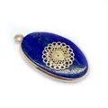 Ciondolo ovale in lapislazzuli con filigrana mandala dorata e pietra naturale - Lapislazzuli con Stile Mandala Oro (13)