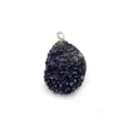 Irregular dark purple druzy crystal pendant with silver bail for DIY necklace making - Purple (No.1)