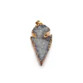Pendentif feuille en améthyste naturelle et druzy avec bords plaqués or chic - Violet Clair