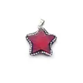 Star-shaped red natural stone pendant with clear crystal bezel and silver-tone hook clasp - 30MM / Red (Color 2)