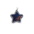 Macro shot of star-shaped natural stone pendant with sparkling rhinestone pavé edges - 30MM / Dark Brown (No.3)