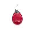 Red chalcedony teardrop pendant featuring a silver pavé-set rhinestone bail detail - Carnelian