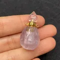Mini ciondolo a forma di boccetta di profumo in ametista con dettagli in oro e goccia - Stile 4 / Ametista
