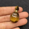 Ciondolo boccetta di profumo in occhio di tigre con tappo dorato e taglio sfaccettato - Stile 4 / Occhio di tigre