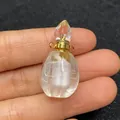 Ciondolo a forma di boccetta di profumo in cristallo trasparente con tappo dorato - Stile 4 / Cristallo di rocca