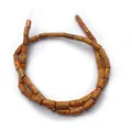 Strand of cylindrical emperor stone beads in warm orange-brown with natural textures - Orange Brown