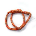 Vibrant orange Imperial Jasper cylinder beads with natural marble texture for DIY jewelry - Orange